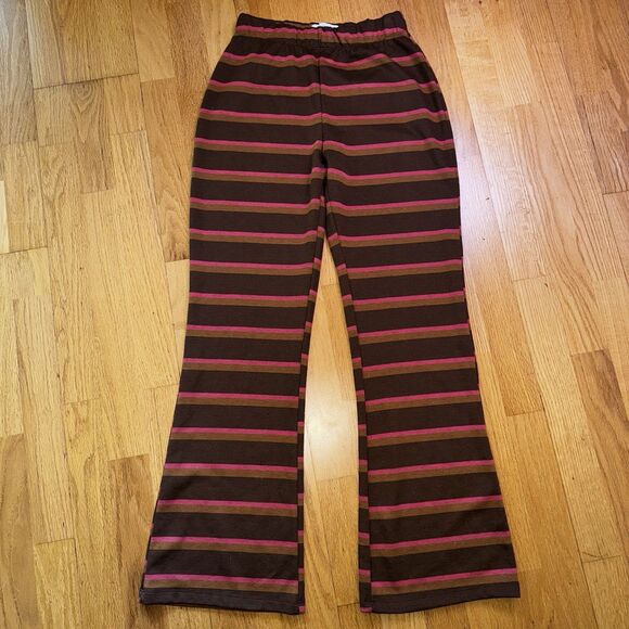 Urban Outfitters Pants - Urban Outfitters UO Women’s Striped Knit Kick Flare Pull On Pants Brown Pink M
